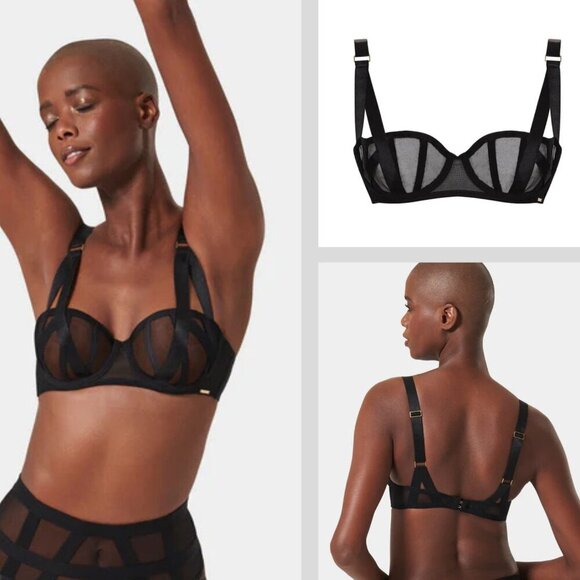 New! Bluebella Karolina Sheer Mesh Strappy Underwired Balcony Bra 10538 - Picture 1 of 10